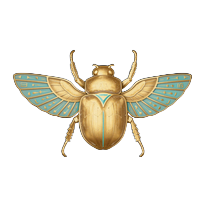 Goldenes Skarab&auml;us-Emblem mit ausgebreiteten Fl&uuml;geln als dekoratives Element der Seiten&uuml;bersicht von Cleobetra Casino