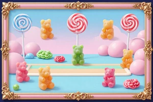 Sugar Rush Slot Thumbnail mit Pastell-S&uuml;&szlig;igkeitenlandschaft - beliebter Slot bei Cleobetra