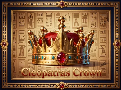 Cleopatra's Crown Slot Thumbnail mit goldener Pharaonenkrone und Rubin auf Hieroglyphen-Hintergrund - Cleopatra Slot bei Cleobetra